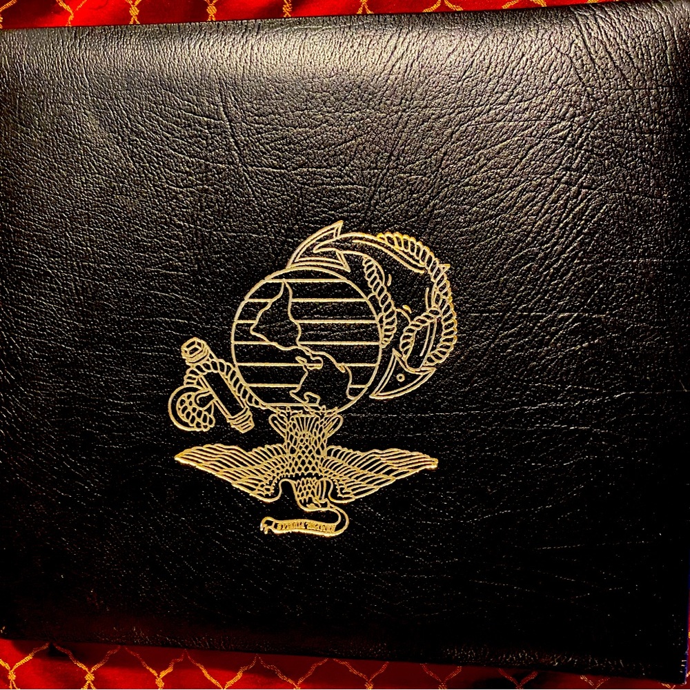 USMC Leather Photo Album and US Marines Photography Oversized Coffee Table Book